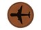 Airplane Solid Vacation Round Iron-On Engraved Faux Leather Patch Applique - 2.5"